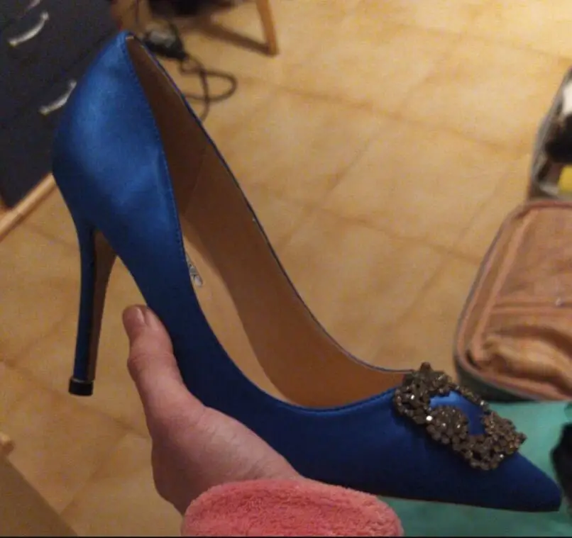 2021 классические брендовые туфли женские на высоком каблуке шелковые стразы 10 см 8