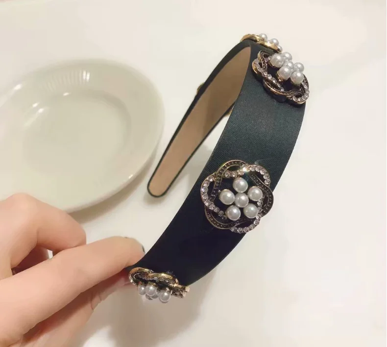 

New style hairbands retro baroque satin texture pearl headbands