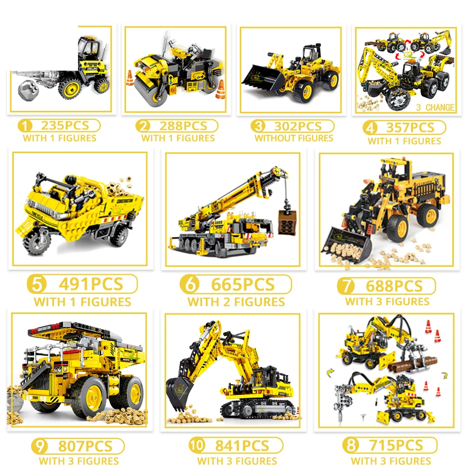 Engineering Bulldozer Crane Technic Dump Truck Building Blocks City Construction vehicle car Toy For Children kids gift | Игрушки и