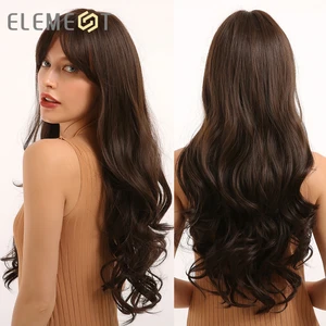 Синтетические длинные волнистые женские парики с эффектом деграде, 26 дюймов, с длинной челкой, для косплея, вечеринки, ежедневные волосы для женщин, естественная волна