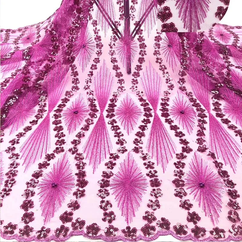 

African Lace Fabric 2021 Hot Sale European And American Fashion Sequin Banquet Dress Dress Women's DIY Fabric YX-0025