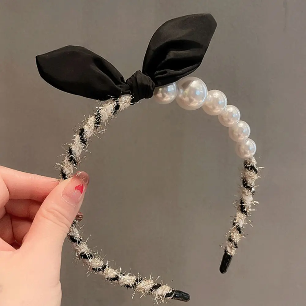 

Korean Style Fashion Design Pearl Cloth Bunny Ear Headdress Hair Band Women Hair Accessories Bow Headband Hair Hoop