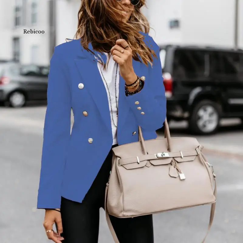 

Women Office Formal Double Breasted Buttons Blazer Plus Big Size Women Blazers Drop Ship