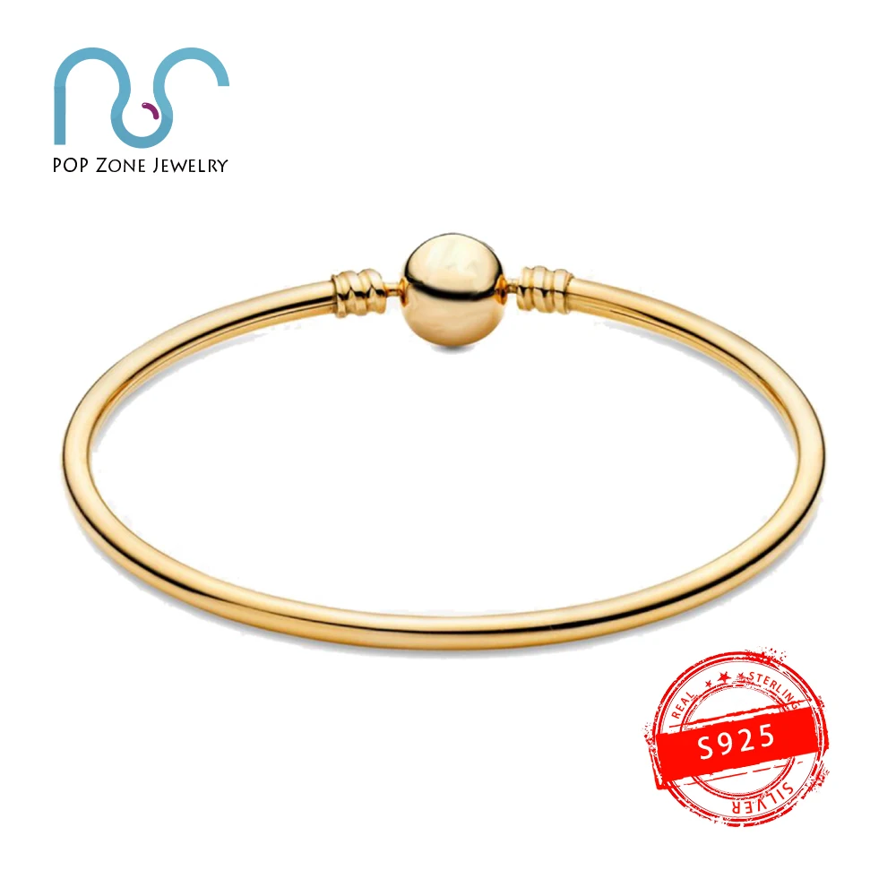 

Fit Original Pan Charm Bangle S925 Sterling Silver Bangle Golden Moments Bangle Female Brand Fashion Jewelry New Limit Gift