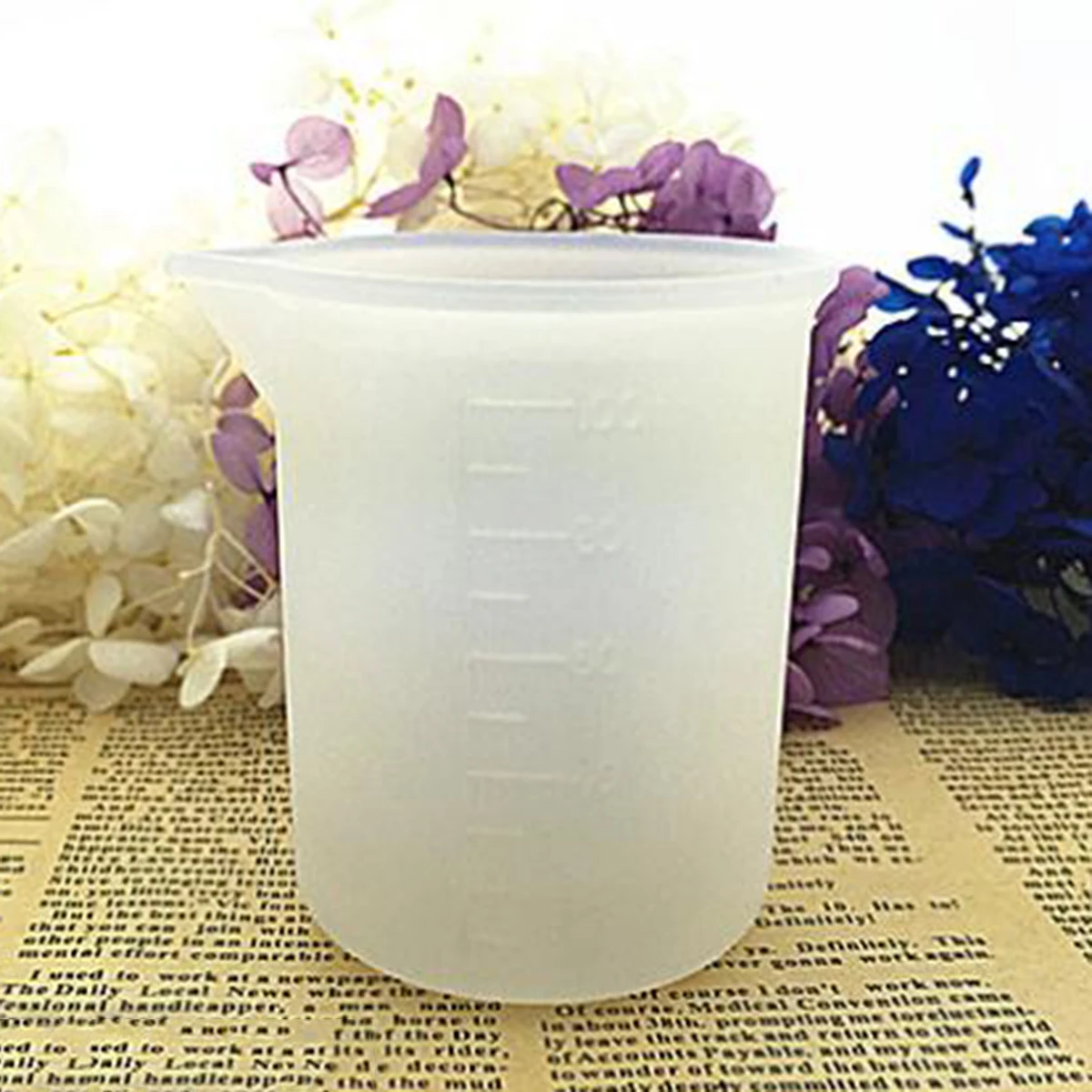 100ml Silicone Measuring Cups Tool Clear Graduated Epoxy Split Cup For Casting UV Resin Mold Jewelry 7.1cm x 6.4cm 1 Piece| |