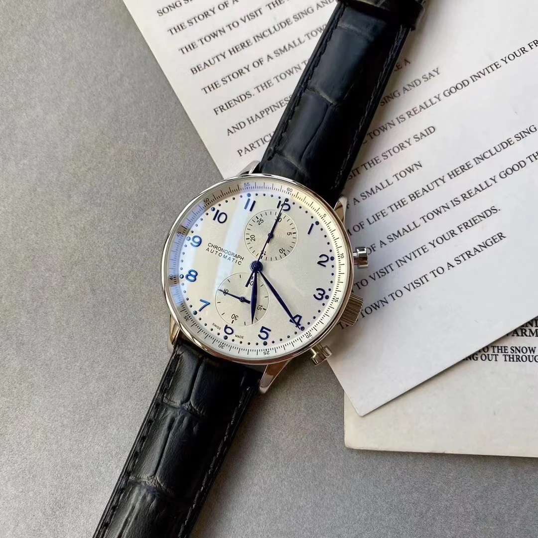 

Luxury Brand New Men Automatic Mechanical Pilot Le Petit Prince 7 Days Power Black Leather Daydate Blue White Sapphire Watches