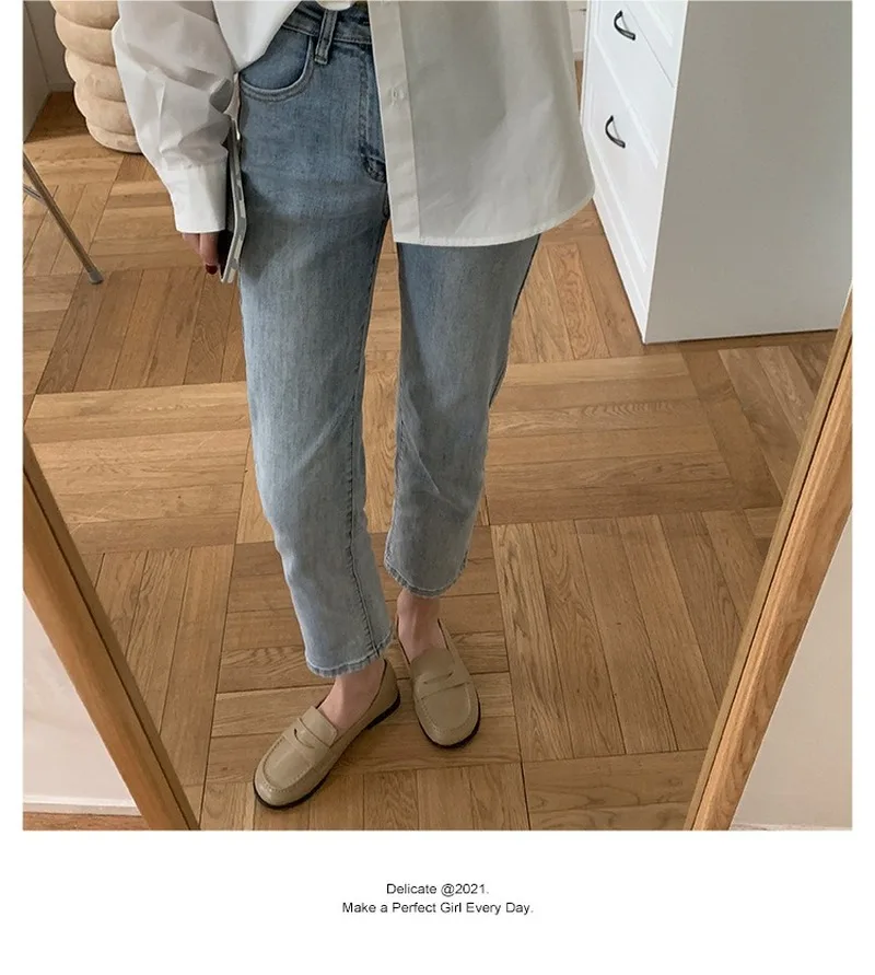 

Jeans Women's Spring Korean Style Loose and Thin High Waist Straight Jeans Women Boyfriend Women's Jeans Nine Pants 2021