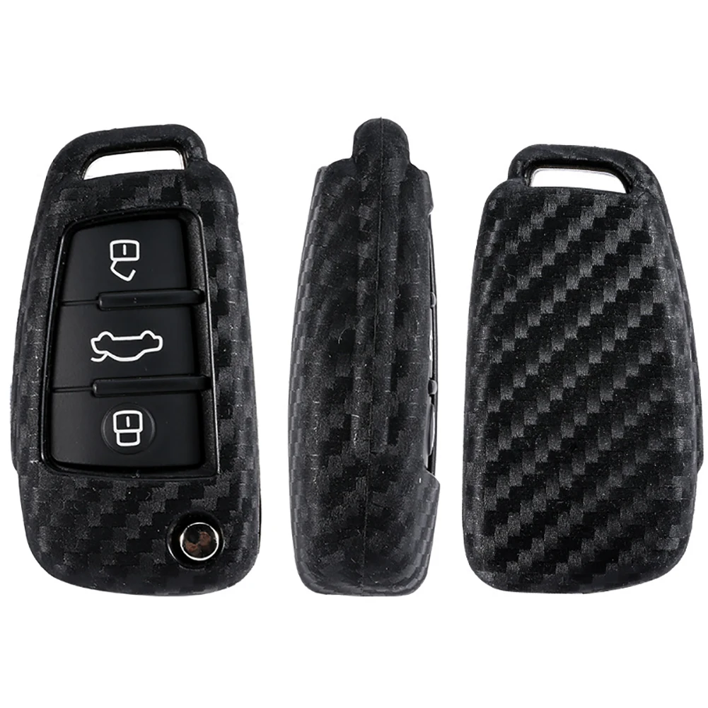 

Car Key Case Cover Carbon Fiber High Quality Silicone touch feelingFor Audi A1 A3 A4 A4L S3 Q3 Q7 TT Car key Shell Protecor