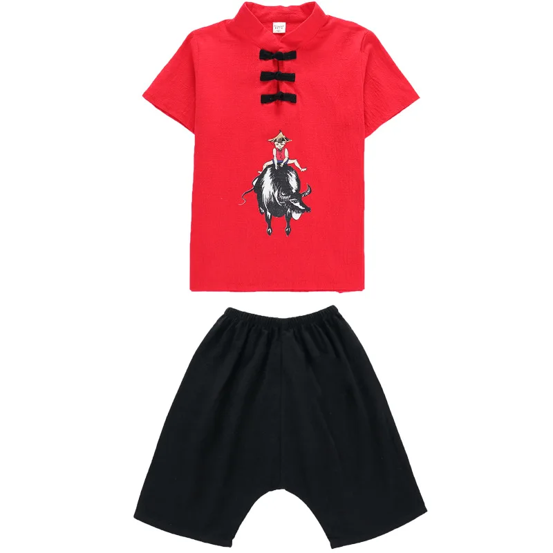 

Baby Boys Hanfu Clothes Set for Children Kid Clothes Summer Comfortable Print T Shirts+shorts Pants Suits Outfit Sport Suit