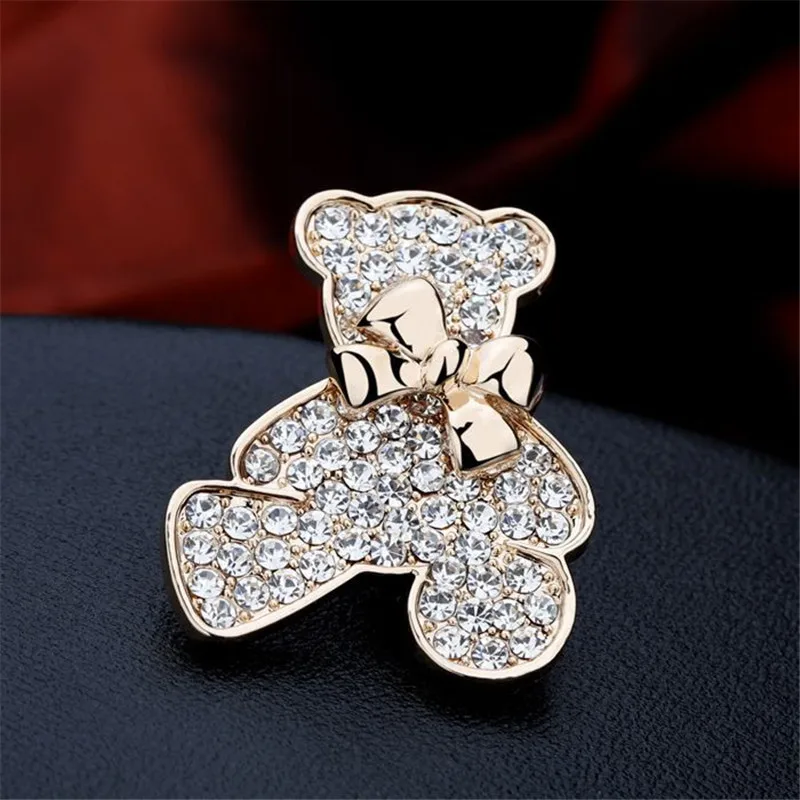 Модная брошь ZRM в виде медведя с кристаллами золотые броши форме животного для