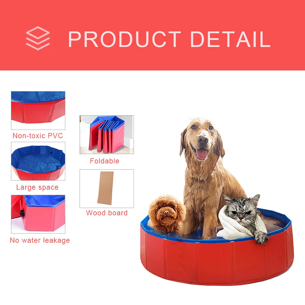 Foldable Dog Pool 5 Sizes Pet Bath Swimming Tub Bathtub Outdoor Indoor Collapsible Bathing Pool for Dogs Cats Kids