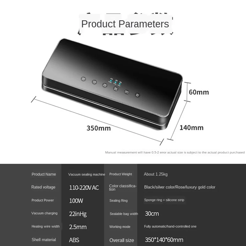 

Vacuum Sealer Best Fully Automatic Portable Household Food Wet Dry 220V 110W Packaging Machine Sealing Include 10Pcs Bags Free