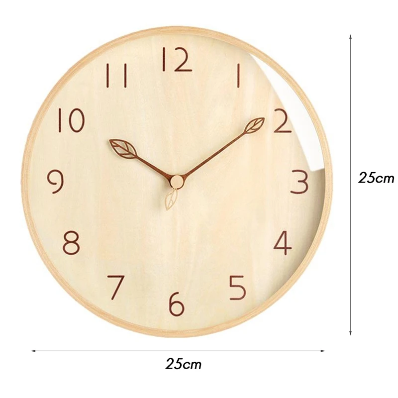 

Wooden Wall Clock Leaf Pointer Clock Bedroom Living Room Silent Wall Hanging Clocks for Office Home Wall Decor