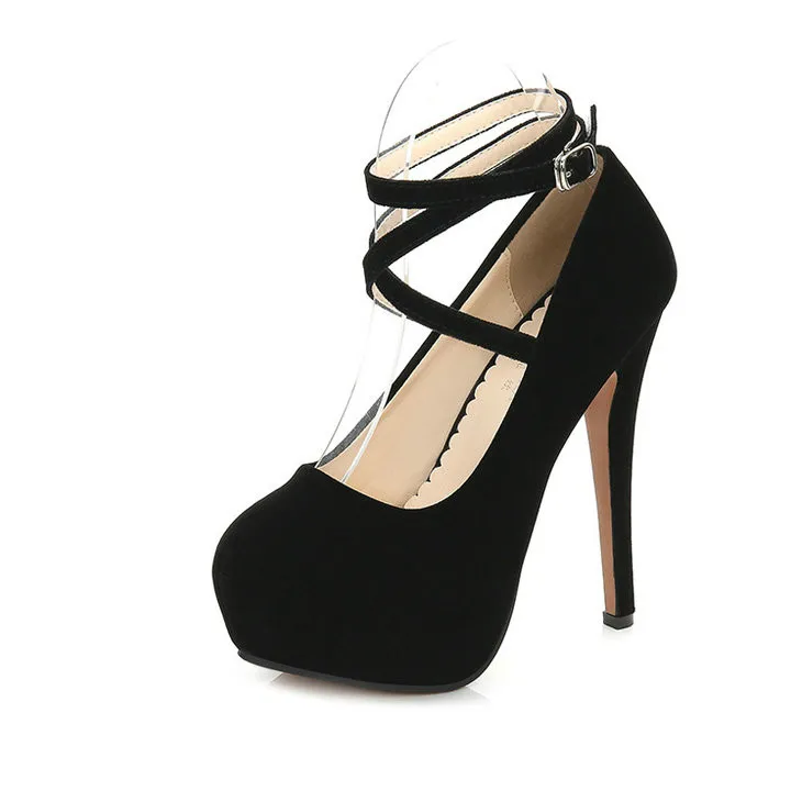 

Женские туфли-лодочки на высоком каблуке с толстой подошвой и перекрестными ремешками, пикантные сандалии на платформе для подиума и ночного клуба, танцевальные туфли из стальной трубы, большой размер 368