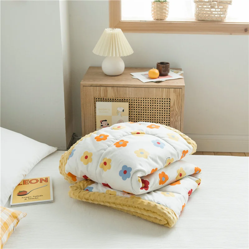 

Ins pure cotton bean fluff blanket cotton cartoon children's small quilt coral velvet blanket winter sofa cover blanket