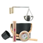 Набор банок для сауны 7 л с длинной ручкой, песочные часы, термометргигрометр, набор бани для ароматерапии и масла