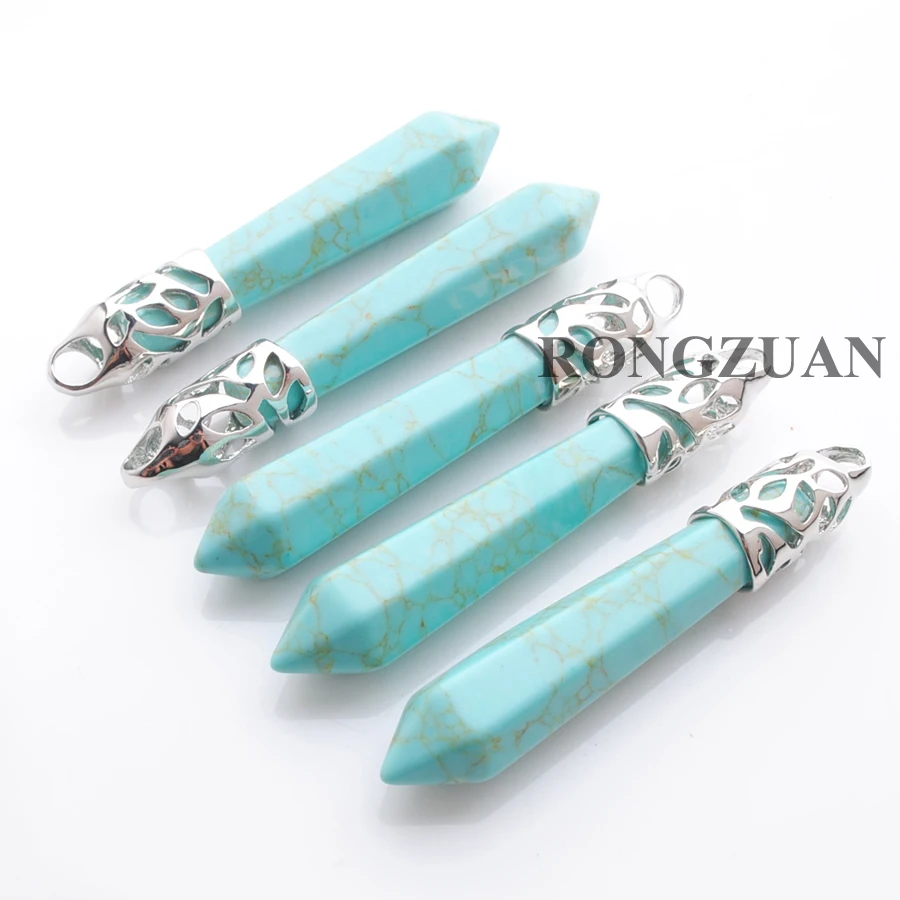 RONGZUAN Бирюзовый говлит драгоценный камень шестигранный заостренный кулон Рейки