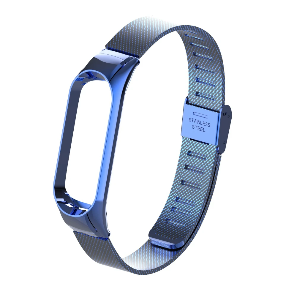 Blue Металлический ремешок для Xiaomi Mi Band 3 Нержавеющая сталь браслет ремень Mi Band 3 Mi3 сменный ремешок; Смарт-часы Mi 3 - Цвет: Blue