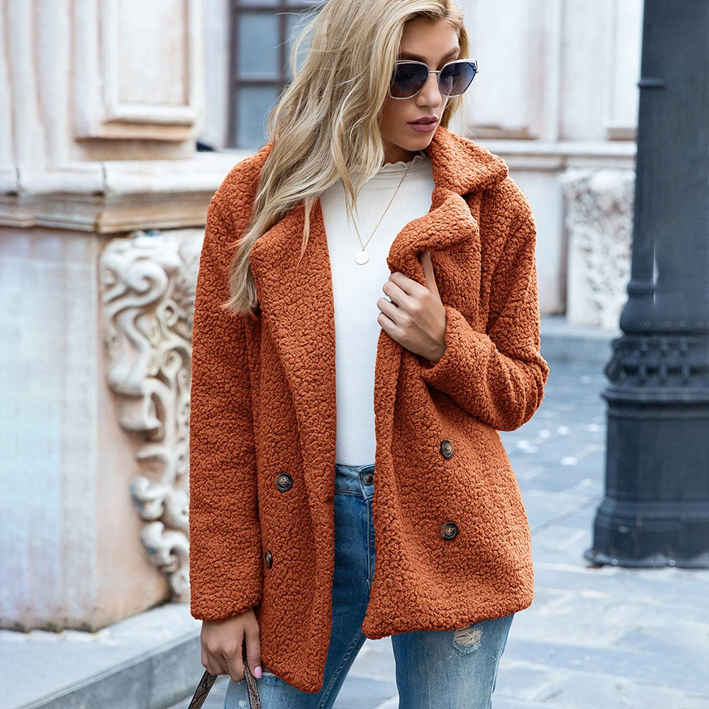 

Fashion Loose Woollen Sweater Women Faux Fur Coat Fleece Warm Overcoat Cardigan Sheep Coat Jacket Female Casual Teddy Outwear