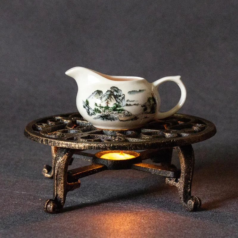 

Japanese Style Candle Holder Vintage Cast Iron Warm Tea Stove Teapot Trivets Coffee Milk Wine Heating Warmer Base Teaware Crafts