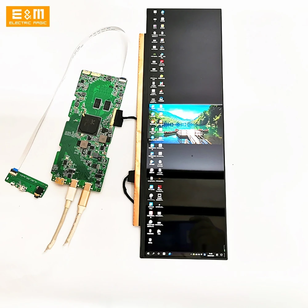 14 Inch 3840*1100 4K Screen Type C HDMI Suitable For Display Computer Temperature Memory Display DIY Kits Cars IPS LCD