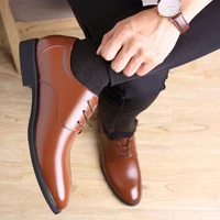 men dress shoes formal business work soft patent leather pointed toe for man fashion retro shoes elegant work footwear plus size