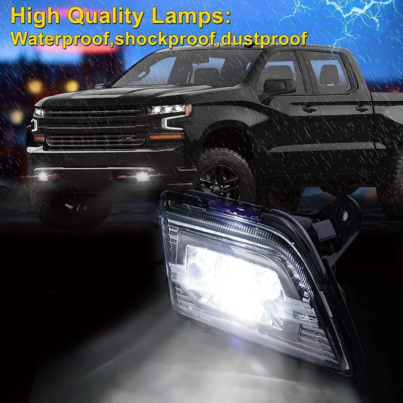 

Bumper 1 Pair LED Fog Lights Drive Fog Lamps Compatible for 2019 2020 2021 Chevrolet Silverado 1500