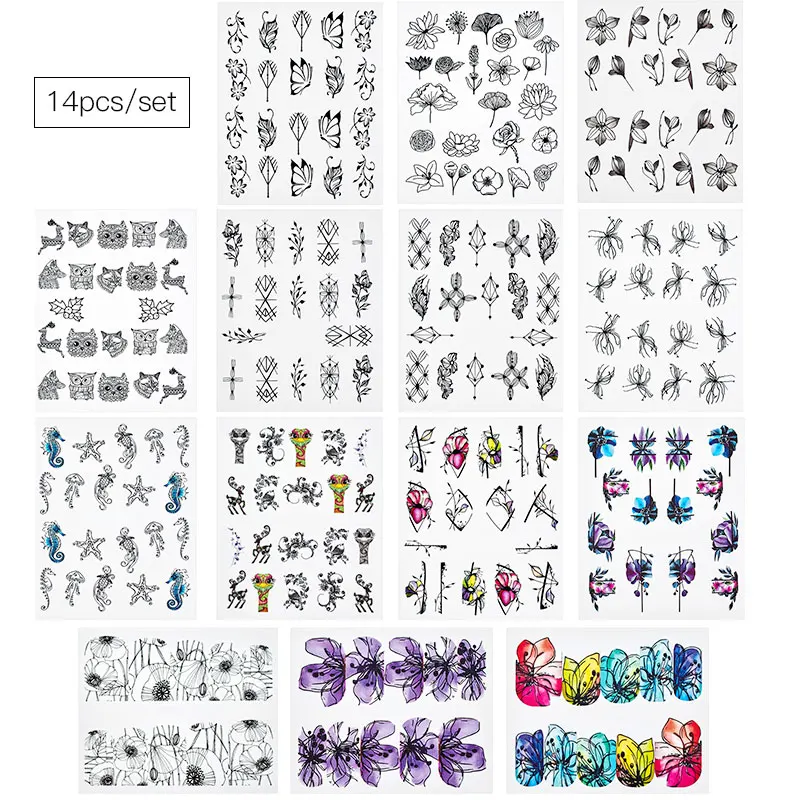 5 шт./компл. Цветочные наклейки для ногтей водная переводная наклейка милые