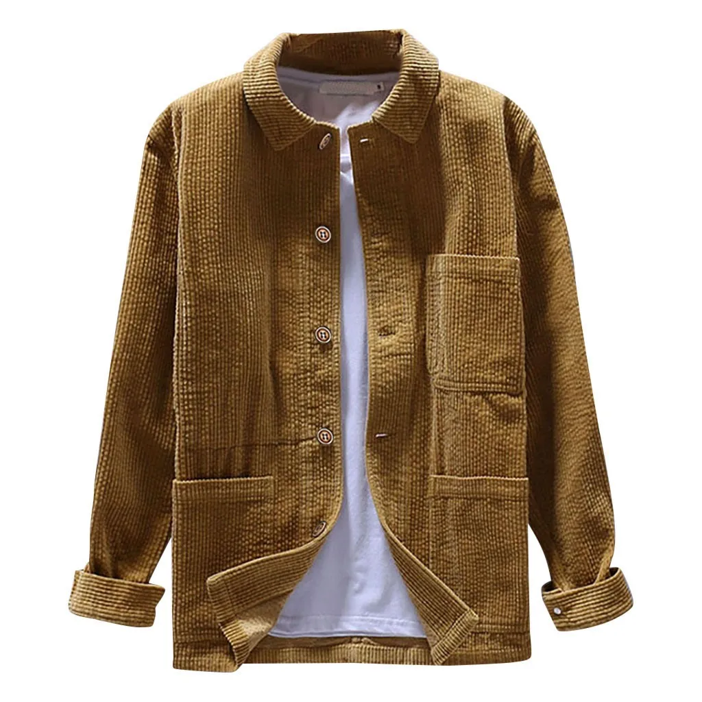 SAGACE Мужская Вельветовая однотонная Повседневная рубашка Свободная большого