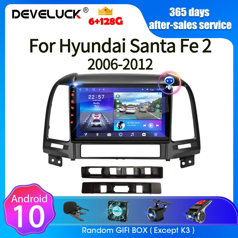 

Автомобильный радиоприемник на Android для Hyundai Santa Fe 2 2006-2012, навигация 2din, 4G, мультимедийный видеоплеер, DVD, стерео, аудио колонки Carplay