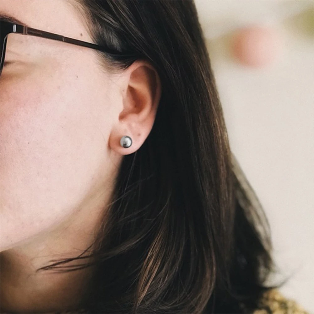 925 стерлингового серебра бусины Стад Серьги с простым дизайном в Корейском стиле