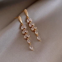 karopel shiny zircon tassel leaf shape gold earrings for woman new fashion jewelry wedding party unusual girls luxury earrings