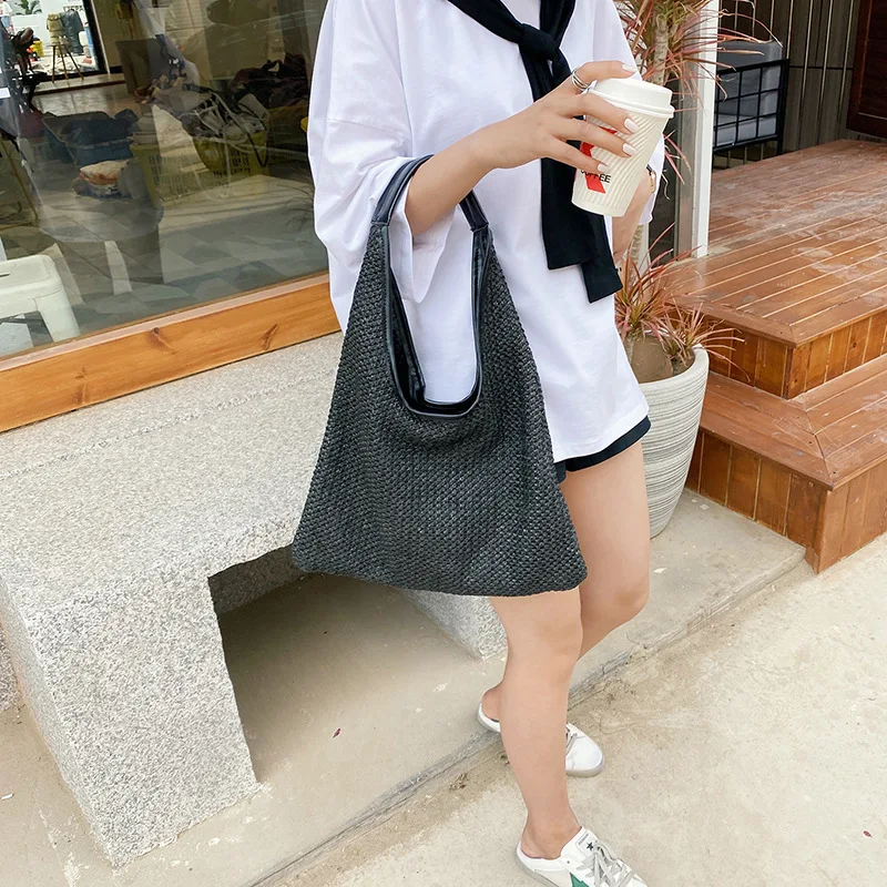 

Large Capacity Weaving Bag 2020 New Style Fashion Versitile Fashion Armpit Package School Bag Shoulder Korean-style Leisure Bags