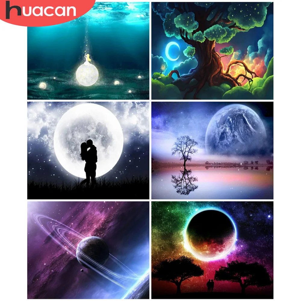 

HUACAN DIY Frame Picture By Numbers Tree Wall Art Hand Painted Unique Gift Paint By Number Scenery For Living Room