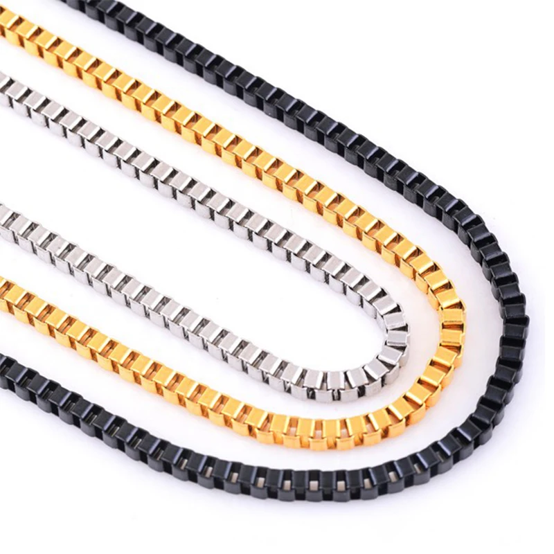 

black gold necklace mens stainless steel hip hop long necklace steel Tone jewelry chain on the neck gifts for male Accessories