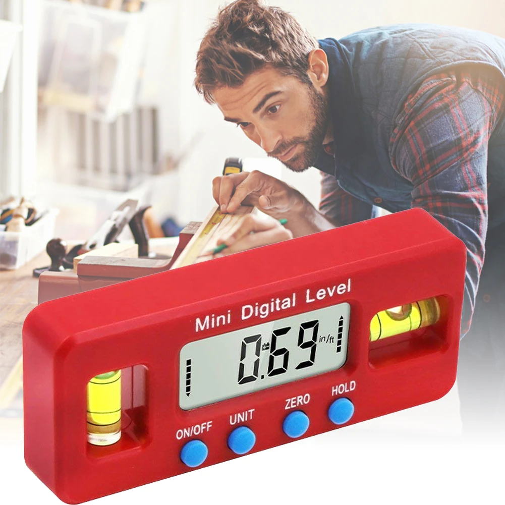 

100mm Magnetic Horizontal Red Precision Digital Protractor Inclinometer Water Proof Level Box Digital Angle Finder Bevel