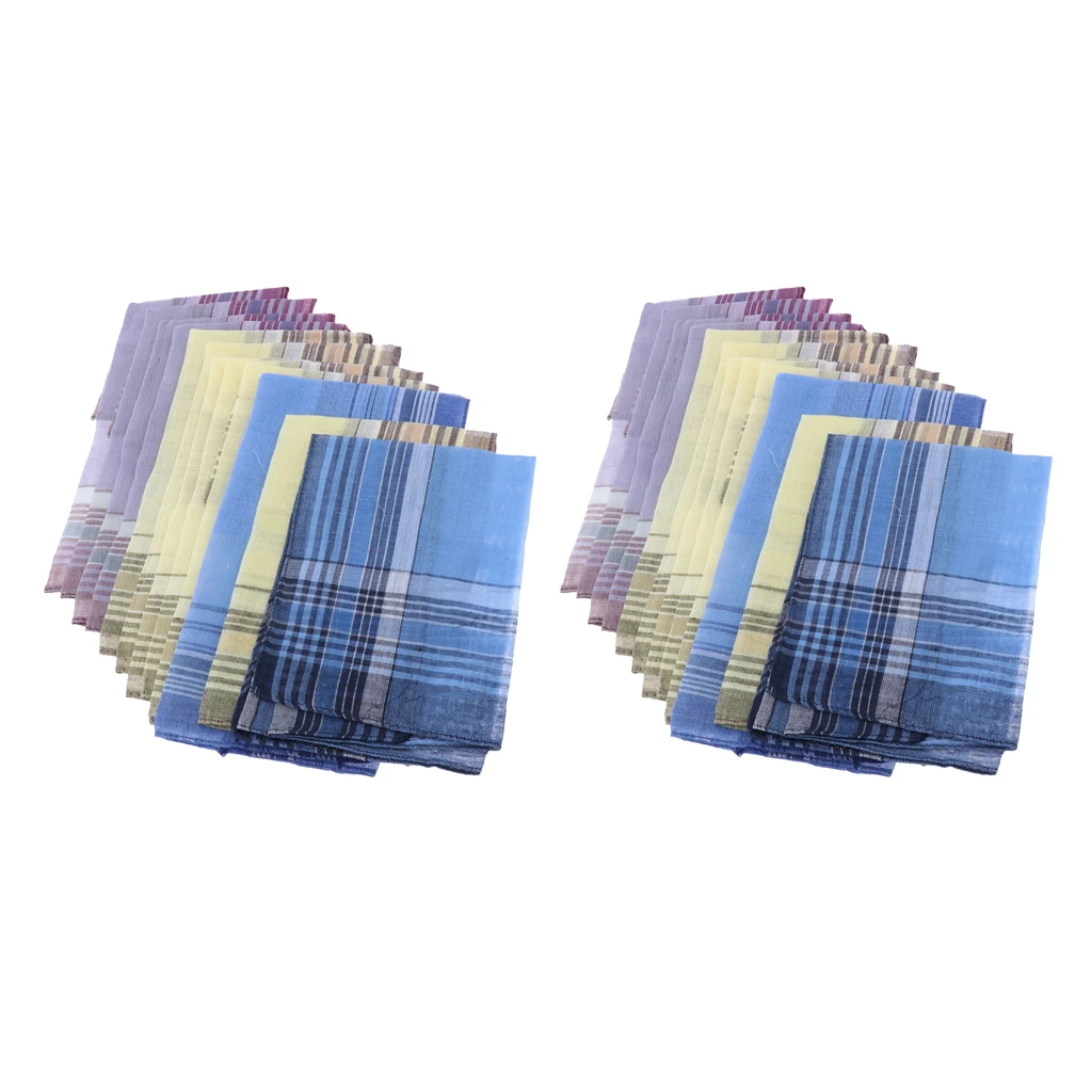 24 шт/уп мужские клетчатые хлопковые носовые платки Классические карманные