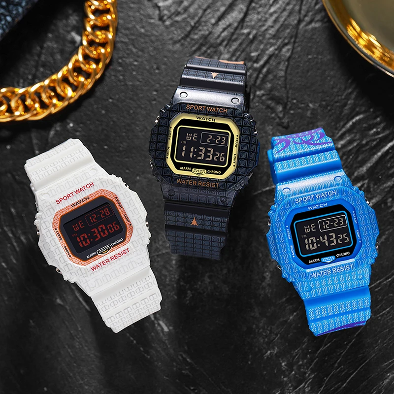 

Fashion Men's Watch Original Brand Led Light Digital Watches Luxury Stopwatch Shockproof Sports Boy Clock Waterproof Wristwatch