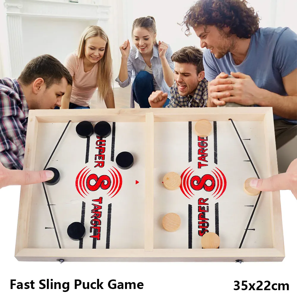 

Wooden Table Hockey Winner Games Fast Sling Puck Battle Board Game Catapult Interactive Chess Parent-child Toys For Kids Gift