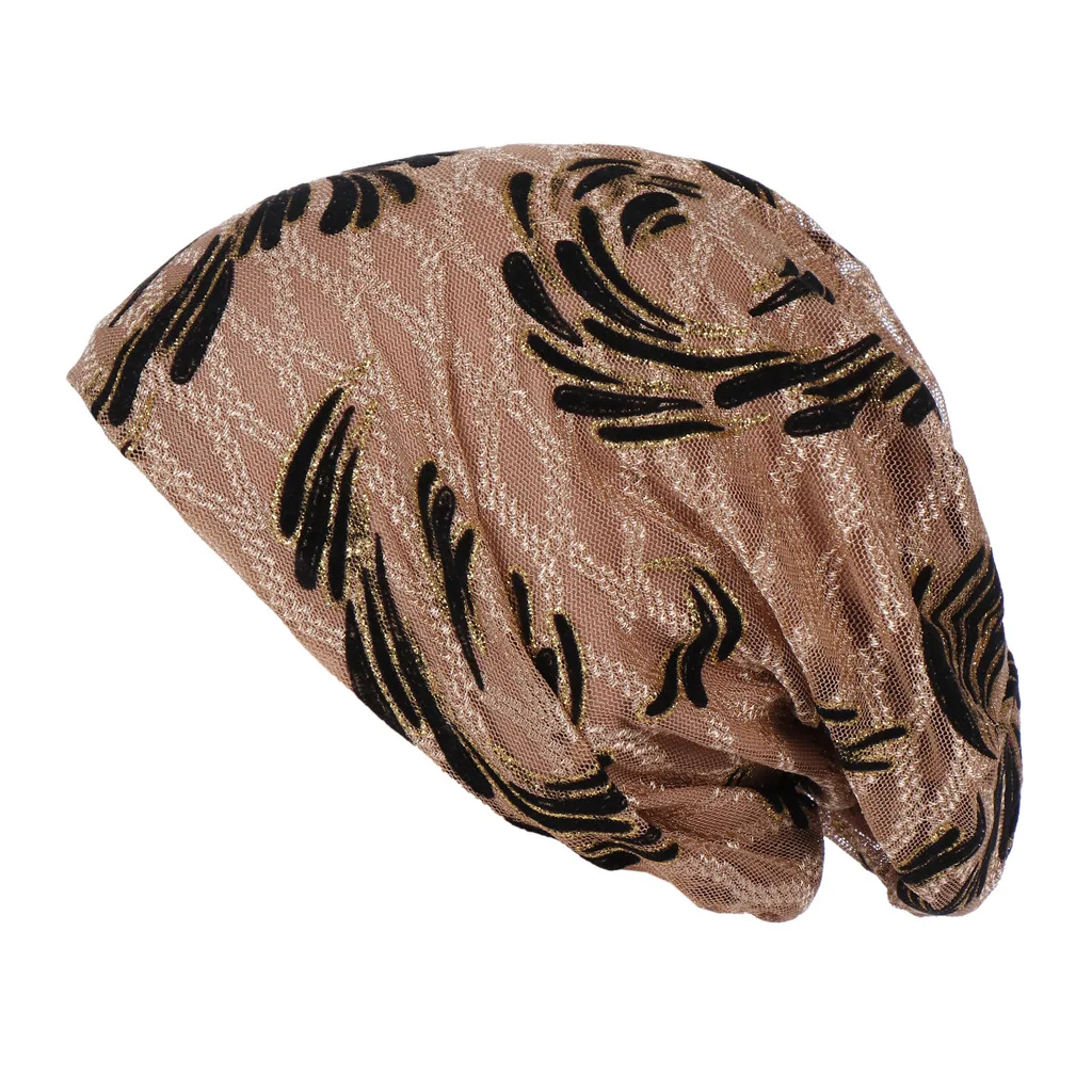 

New Women's breathes Leaves Print Cotton Turban Head Hat Chemo Beanies Cap Headgear Female Headwear Headwrap Hair Accessories