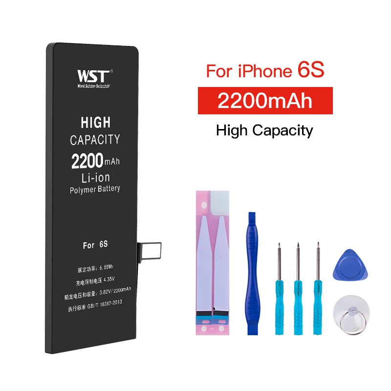 WST аккумулятор для телефона высокой емкости для Apple iPhone 6, 6 S, 7, 5, 5S, сменные батареи, внутренняя батарея для телефона с полным набором инструментов - Цвет: For iPhone 6s