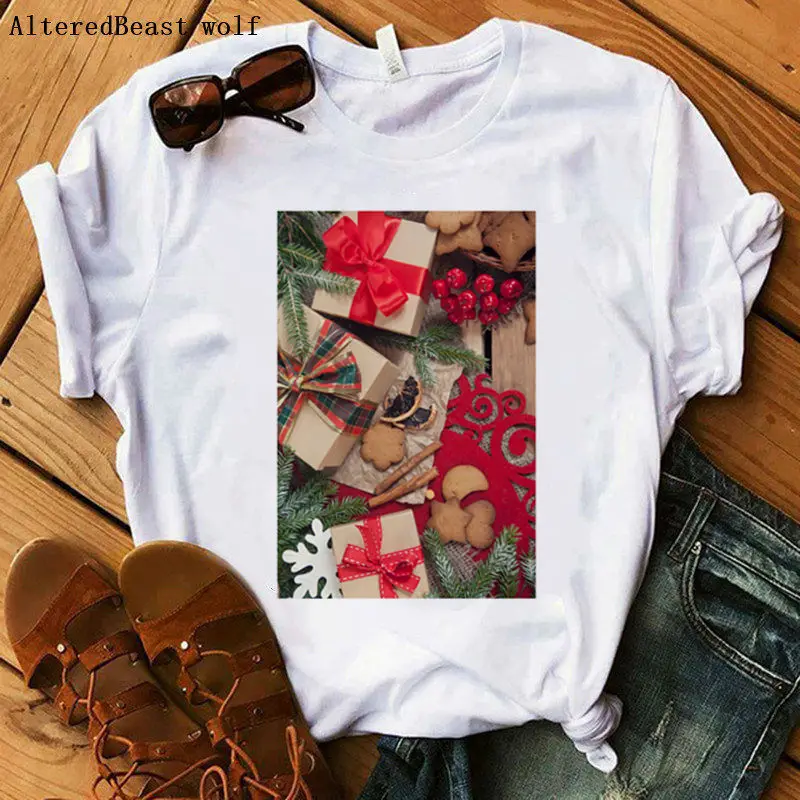 

Happy Christmas t shirt women vogue clothes christmas tshirt female short sleeve o-neck casual tops women white print shirt