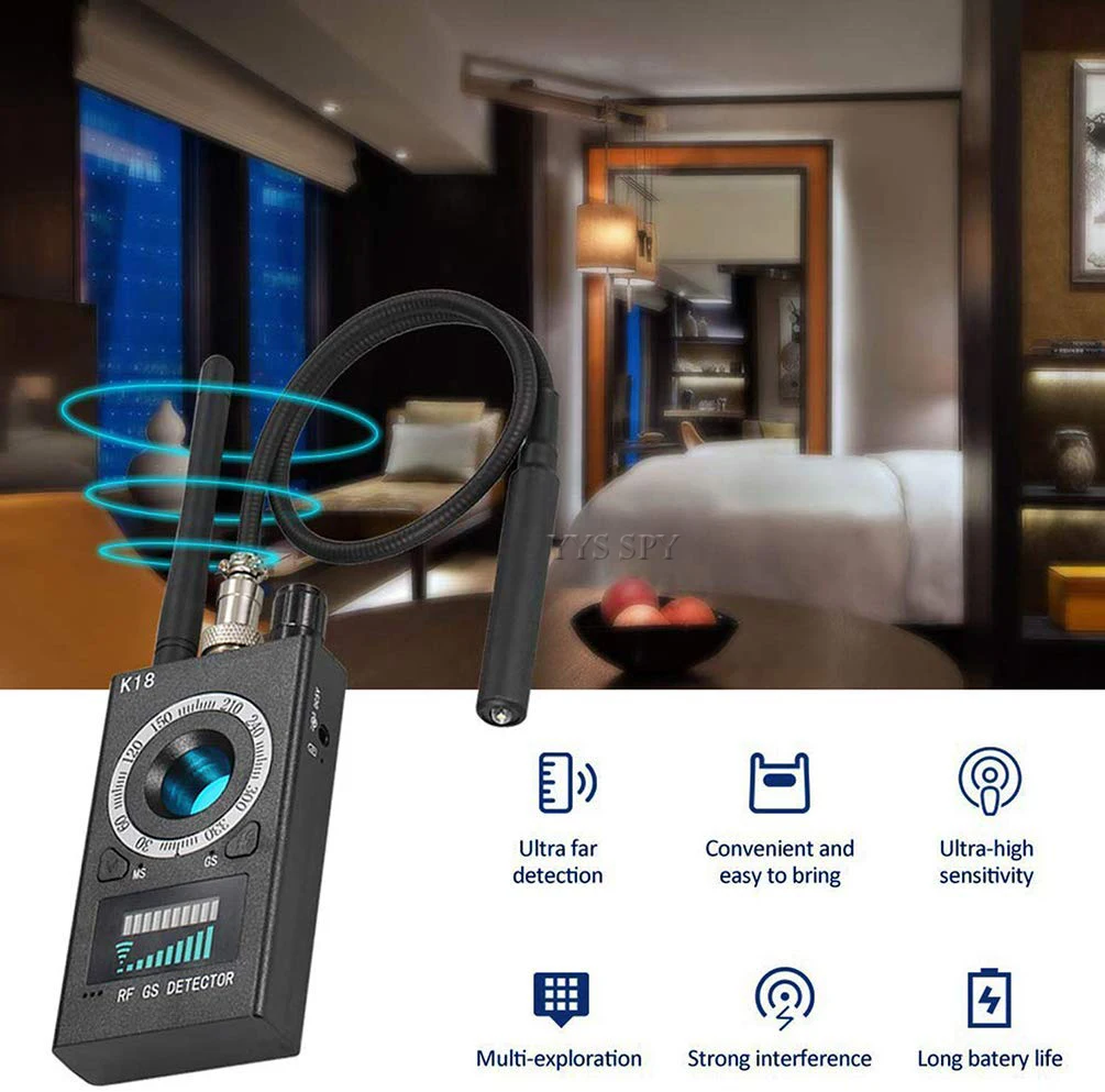 anti spy hidden camera detector gps rf wireless signal gsm audio bug finder pinhole espia camara tracker k18 scanner detector free global shipping