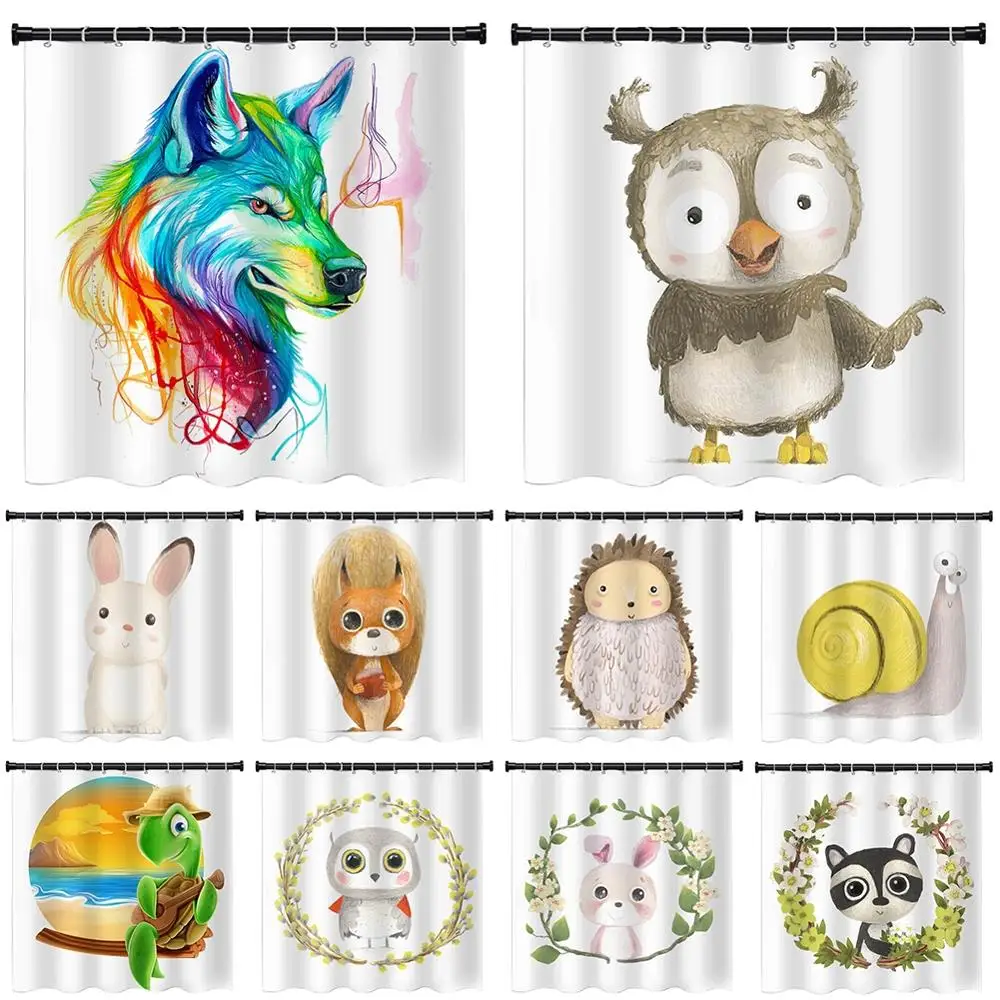

New High Quality Shower Curtain Cute Animal Pattern Bathroom Waterproof and Mildew Proof Curtain Bathroom Home Decoration