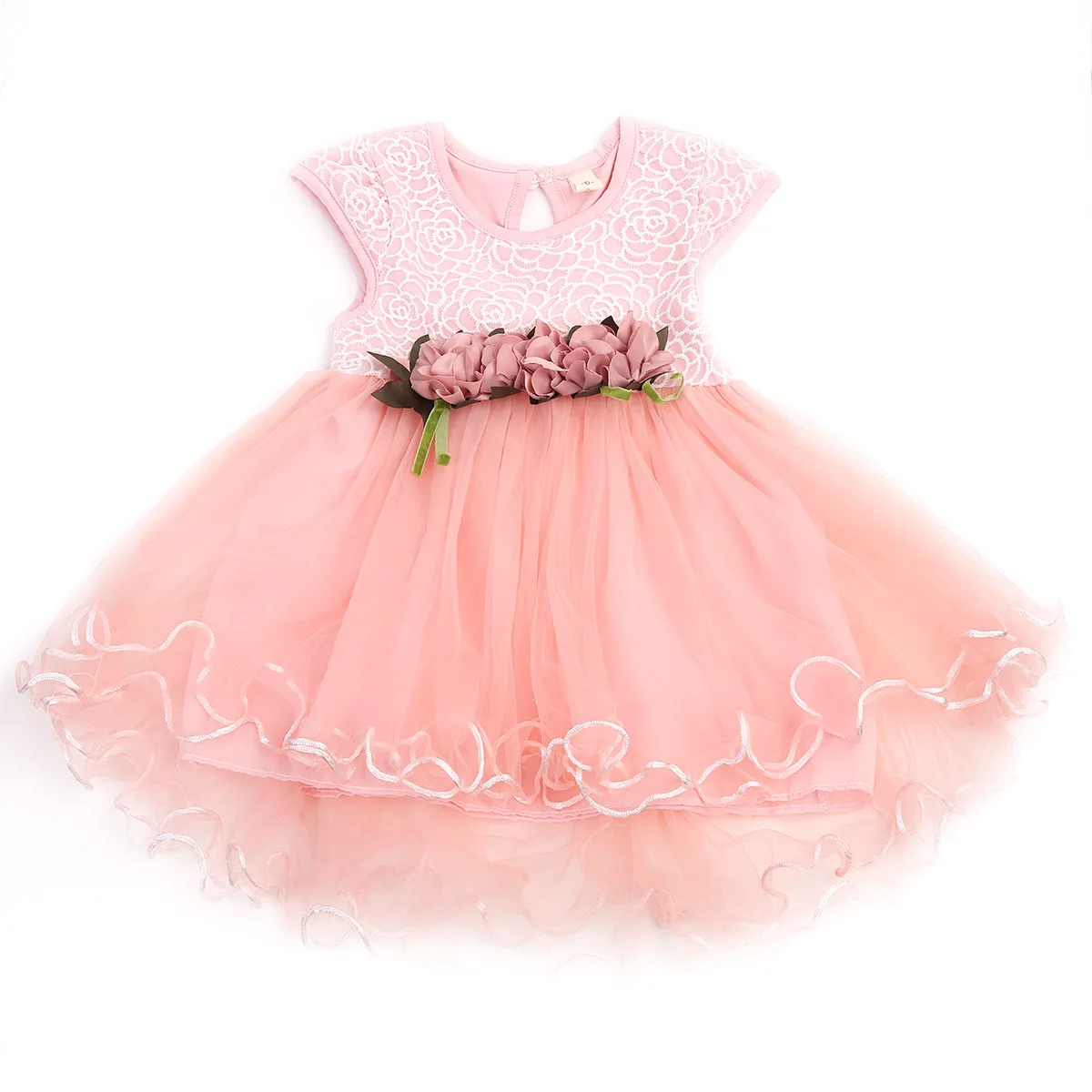 Girls Bridesmaid Dress Baby Flower Kids Party Rose Bow Wedding Princess Dresses Summer Sundress 0-3Years children flower girls dress princess kids dress with bow summer flower girls wedding party clothes kids prom gowns with necklace