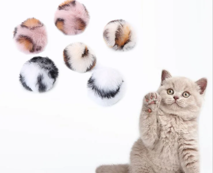 0 45 долларов США/шт. Мячи для домашних кошек и котят игровые мячи faxu меховой мяч