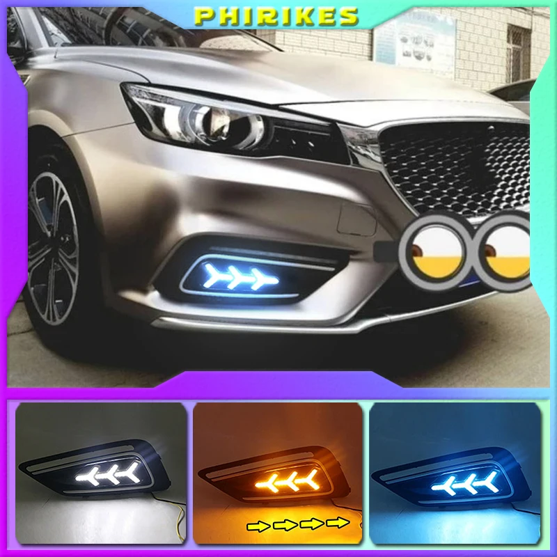 

1 Pair For MG6 MG 6 2017 2018 2019 2020 Car LED Daytime Running Lights White Yellow Blue Running Turn signal DRL Fog Lamp Covers