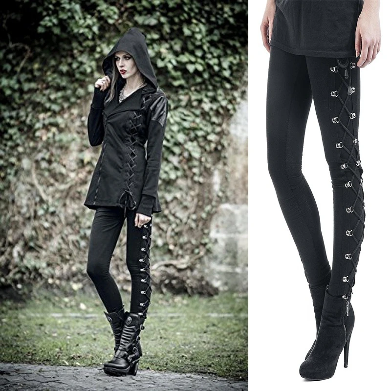 

GothGotik Gothic Punk High Street Strap Bandage Sexy Legginngs Women Booty Lifting High Waist Pants Party Club Casual Streetwear
