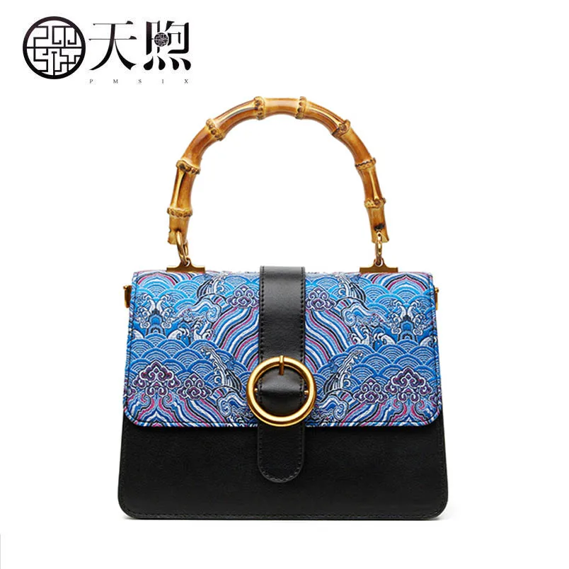 2020 New Pmsix Superior leather cowhide Chinese wind retro fashion handbags Shoulder Messenger portable women bags | Багаж и сумки