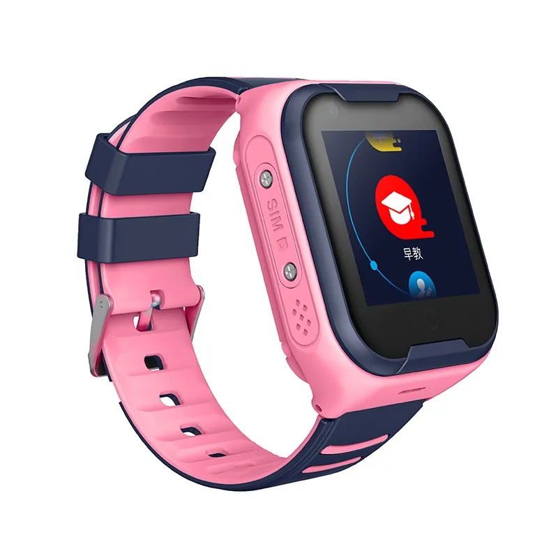 with box Pink Умные часы для детей, сеть 4G, Wi-Fi, gps, SOS, умные часы для детей, видеозвонок, IP67, водонепроницаемый будильник, камера, детские часы - Цвет: with box Pink